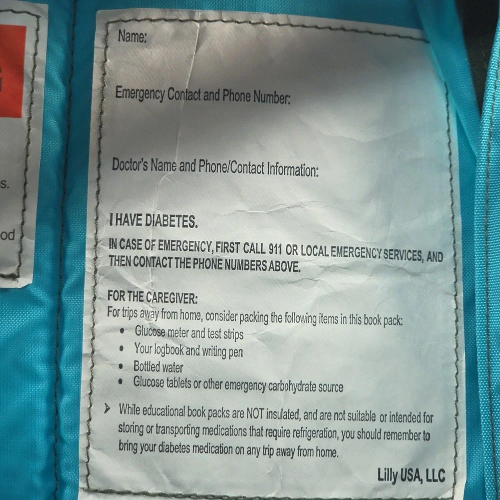 Vintage LL Bean Deluxe Book Pack Backpack Teal Turquoise Eli Lilly Diabetes Camp